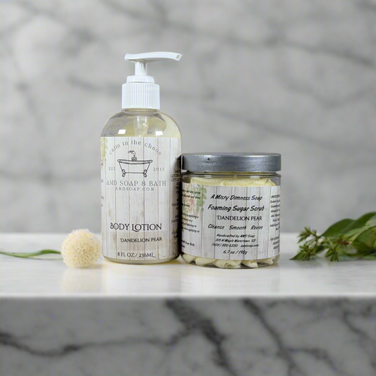 Dandelion Pear Scented Scrub + Lotion Set