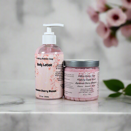 Japanese Cherry Blossom Scented Scrub + Lotion Set