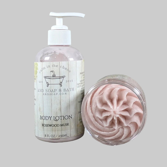 Rosewood Musk Scented Scrub + Lotion Set