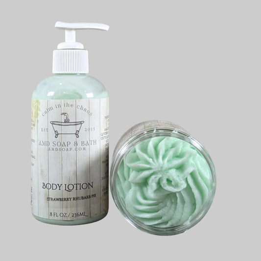 Strawberry Rhubarb Pie Scented Scrub + Lotion Set