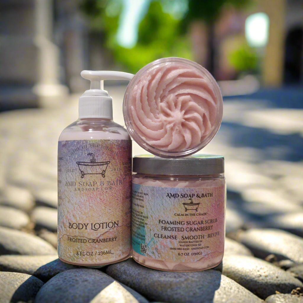 Frosted Cranberry Scented Scrub + Lotion Set