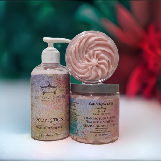 Frosted Cranberry Scented Scrub + Lotion Set